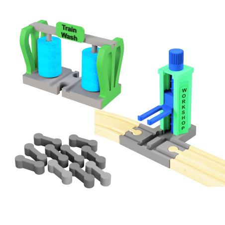 ZESTAW: MYJNIA i WARSZTAT z PODNOŚNIKIEM DO POCIĄGÓW KOLEJKI DREWNIANEJ