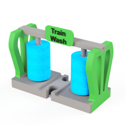 ZESTAW: MYJNIA i WARSZTAT z PODNOŚNIKIEM DO POCIĄGÓW KOLEJKI DREWNIANEJ