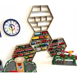 PÓŁKA NA POCIĄGI I KOLEJKI DREWNIANE RESORAKI HOTWHEELS AUTA REGAŁ