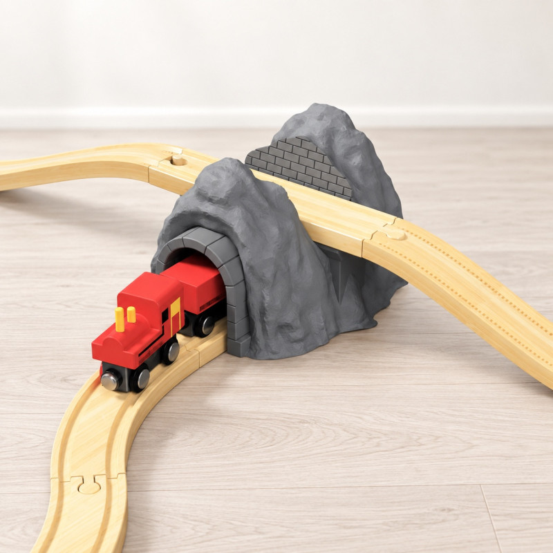 Dwupoziomowy Tunel Górski do Kolejki Drewnianej – Kompatybilny z IKEA LILLABO i BRIO
